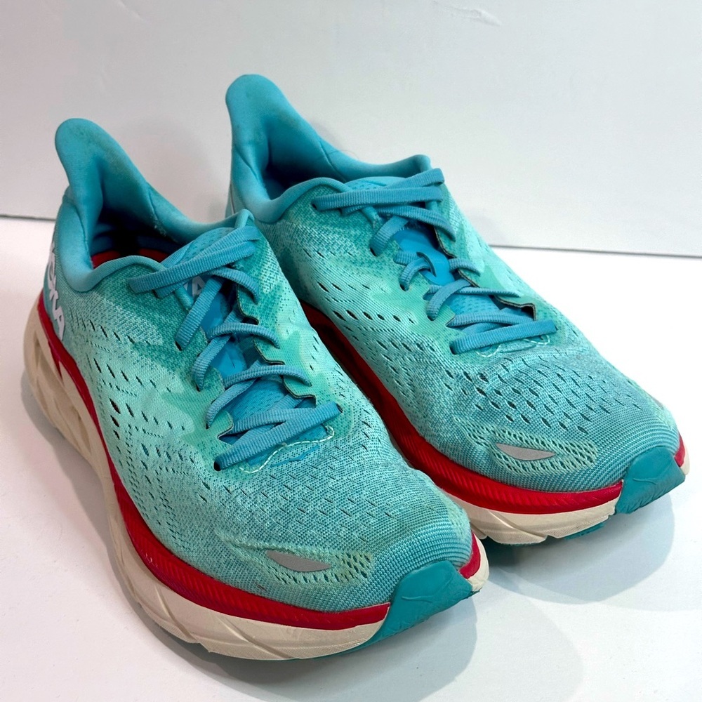 Used Women’s Hoka Blue and Red Athletic Shoes sz. 9B
